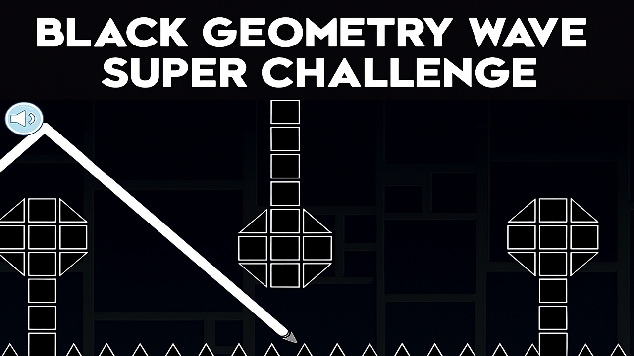 Black Geometry Wave Super Challenge Gameplay Screenshot 1 - Play Online
